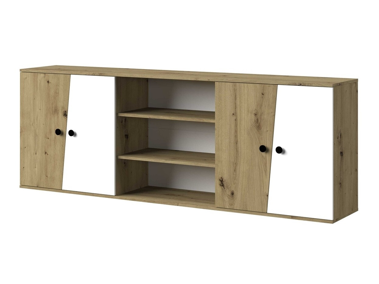 Ντουλάπι τοίχου Mirelbu 115 (Artisan βελανιδιά + Άσπρο + Μαύρο)