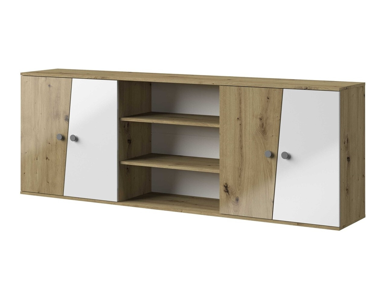 Ντουλάπι τοίχου Mirelbu 115 (Artisan βελανιδιά + Γυαλιστερό λευκό + Γκρι)