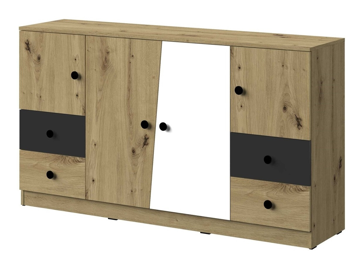 Chest of drawers Mirelbu 105 (Artisan oak + White + Black)