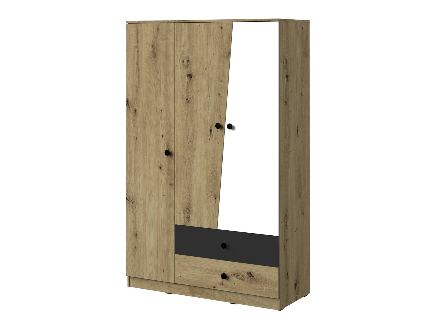 Wardrobe Mirelbu 102 (Artisan oak + White + Black)