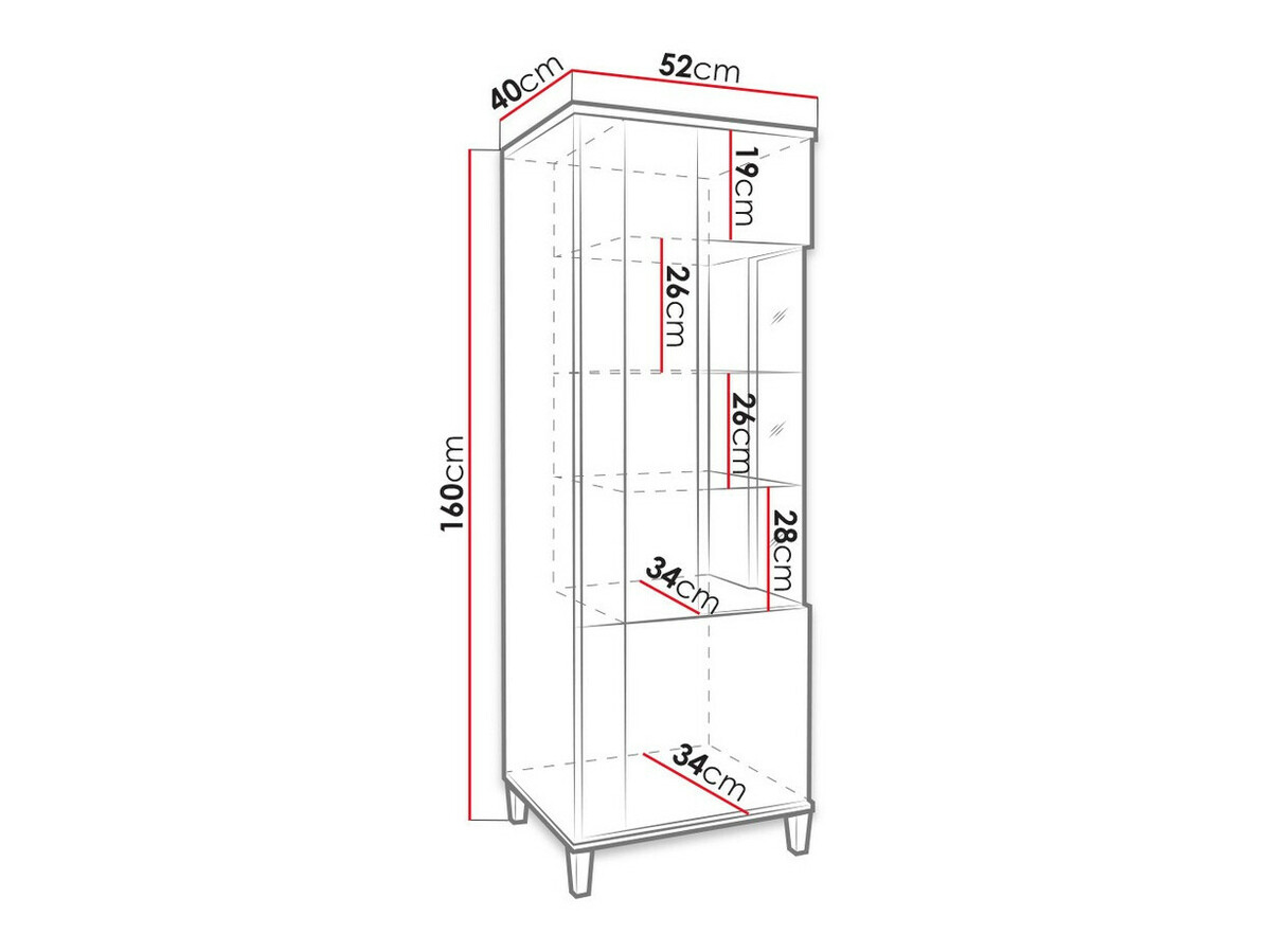 Βιβλιοθήκη Florem II (Άσπρο + Γυαλιστερό λευκό + Ανοιχτό χρώμα ξύλου)