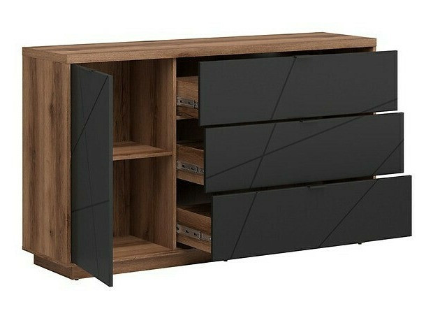 Σετ επίπλων σαλονιού Fivale 110 (Σκούρα βελανιδιά delano + Μαύρο ματ)