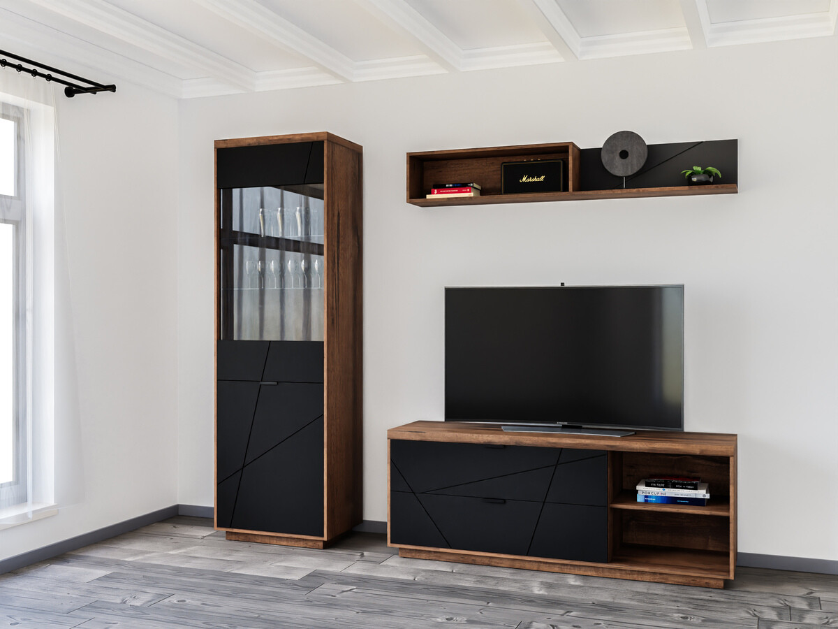 Living room set Fivale 113 (Dark Delano oak + Matte black)