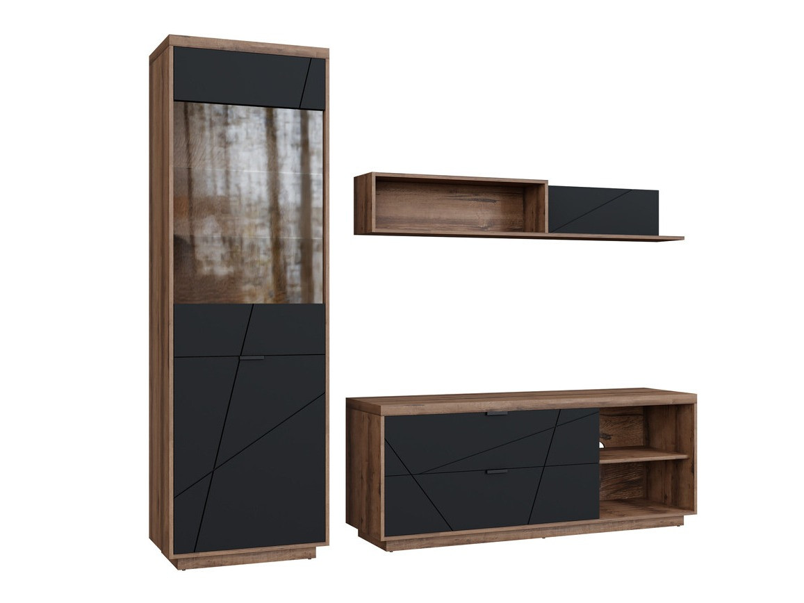 Living room set Fivale 113 (Dark Delano oak + Matte black)
