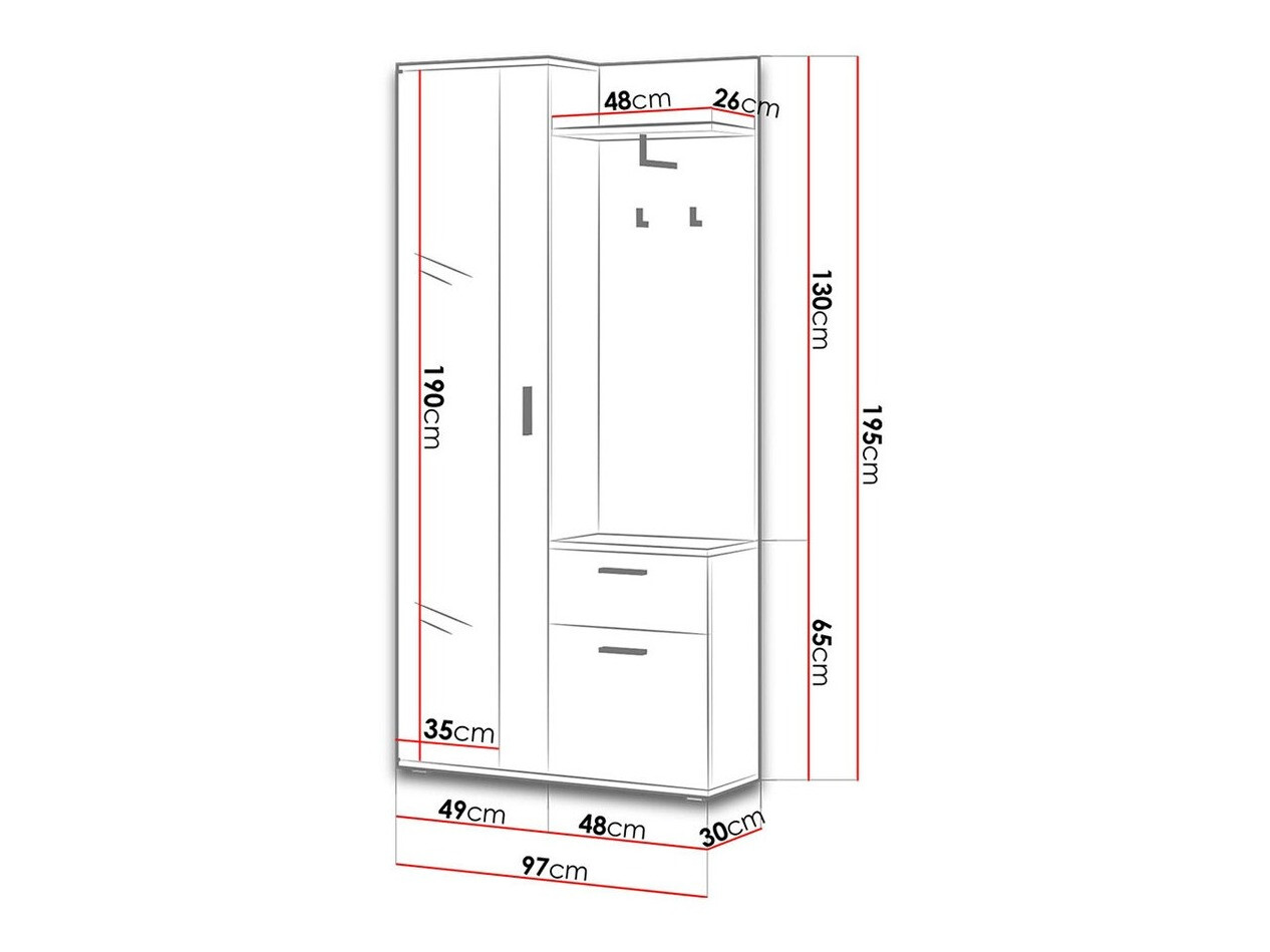 Σετ διαδρόμου Pavo (Sonoma οξιά + Άσπρο)