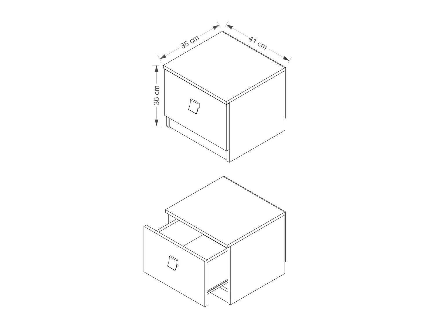 Bedside table Murrieta 111 (Glossy white + Glossy black)