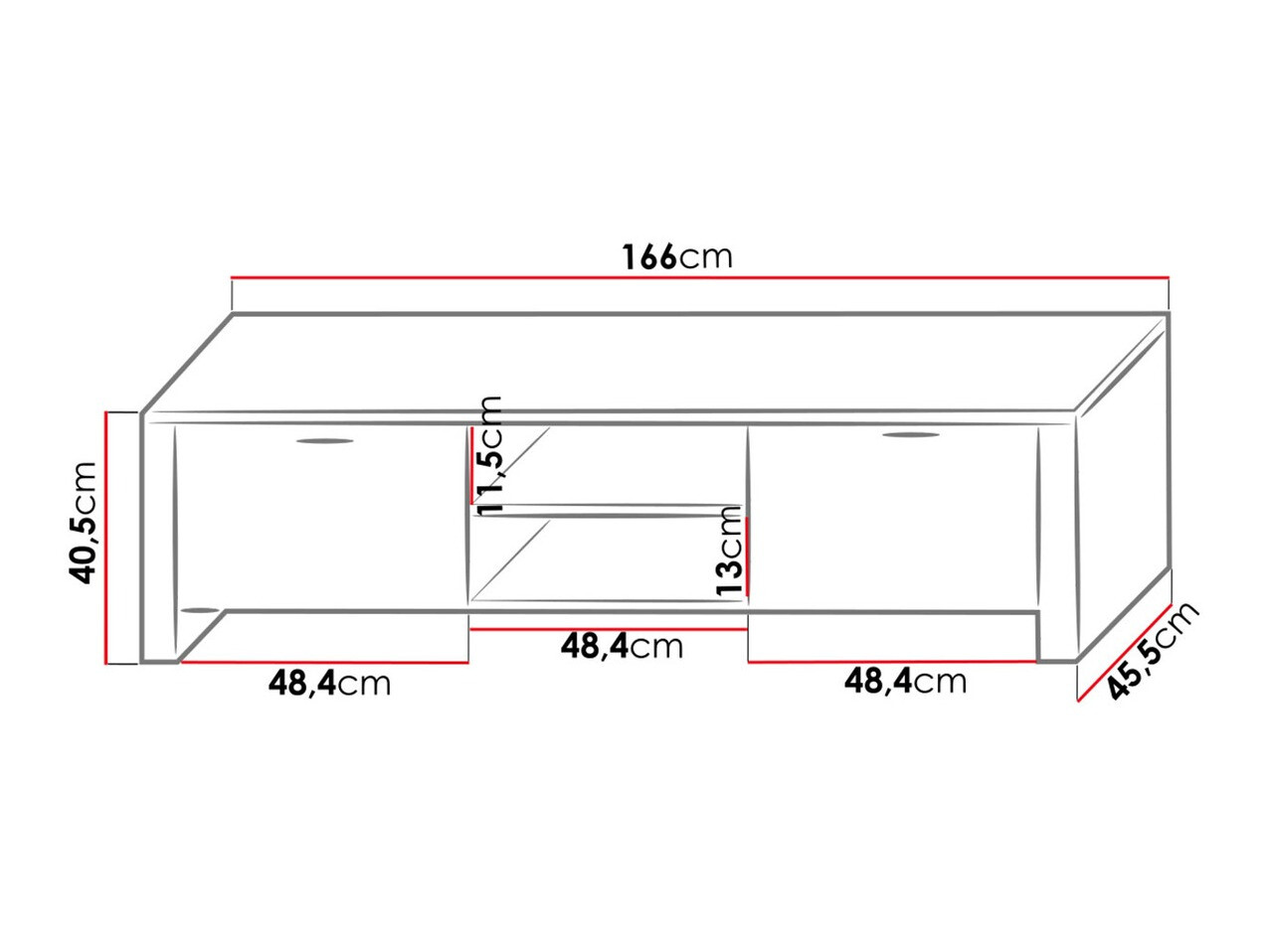 Έπιπλο τηλεόρασης Uva II (Άσπρο + Γυαλιστερό λευκό)