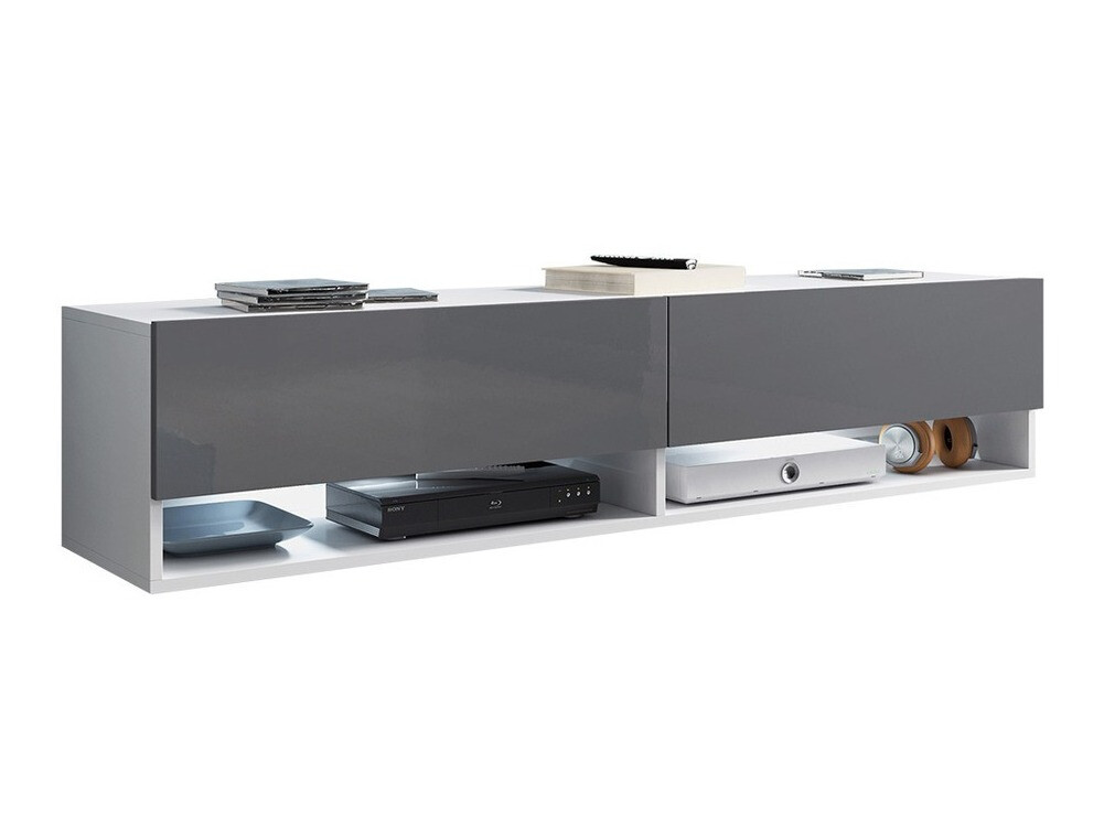 Τραπέζι Tv Sarasota 118 (Άσπρο + Γυαλιστερό Γκρι)