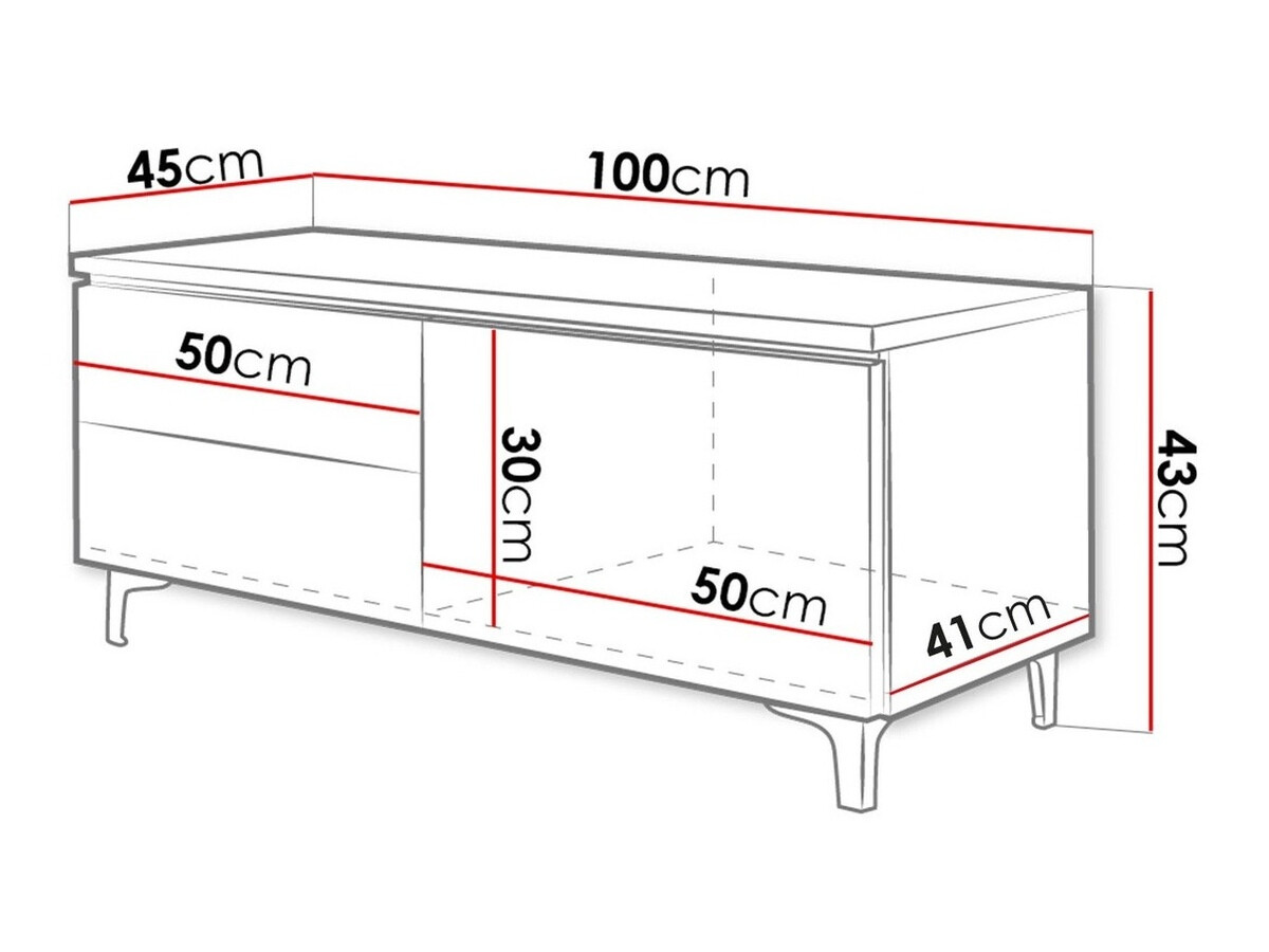 Έπιπλο τηλεόρασης Uva IV (Άσπρο + Γυαλιστερό λευκό)