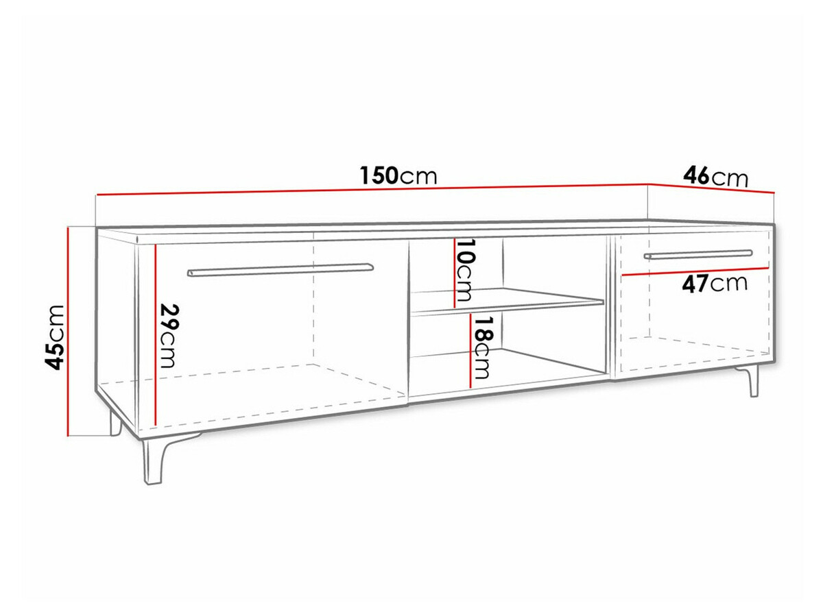 Έπιπλο τηλεόρασης Uva V (Άσπρο + Γυαλιστερό λευκό)