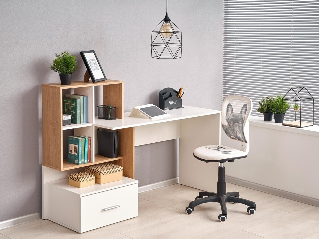 Γραφείο Houston 826 (Άσπρο + Χρυσή βελανιδιά)