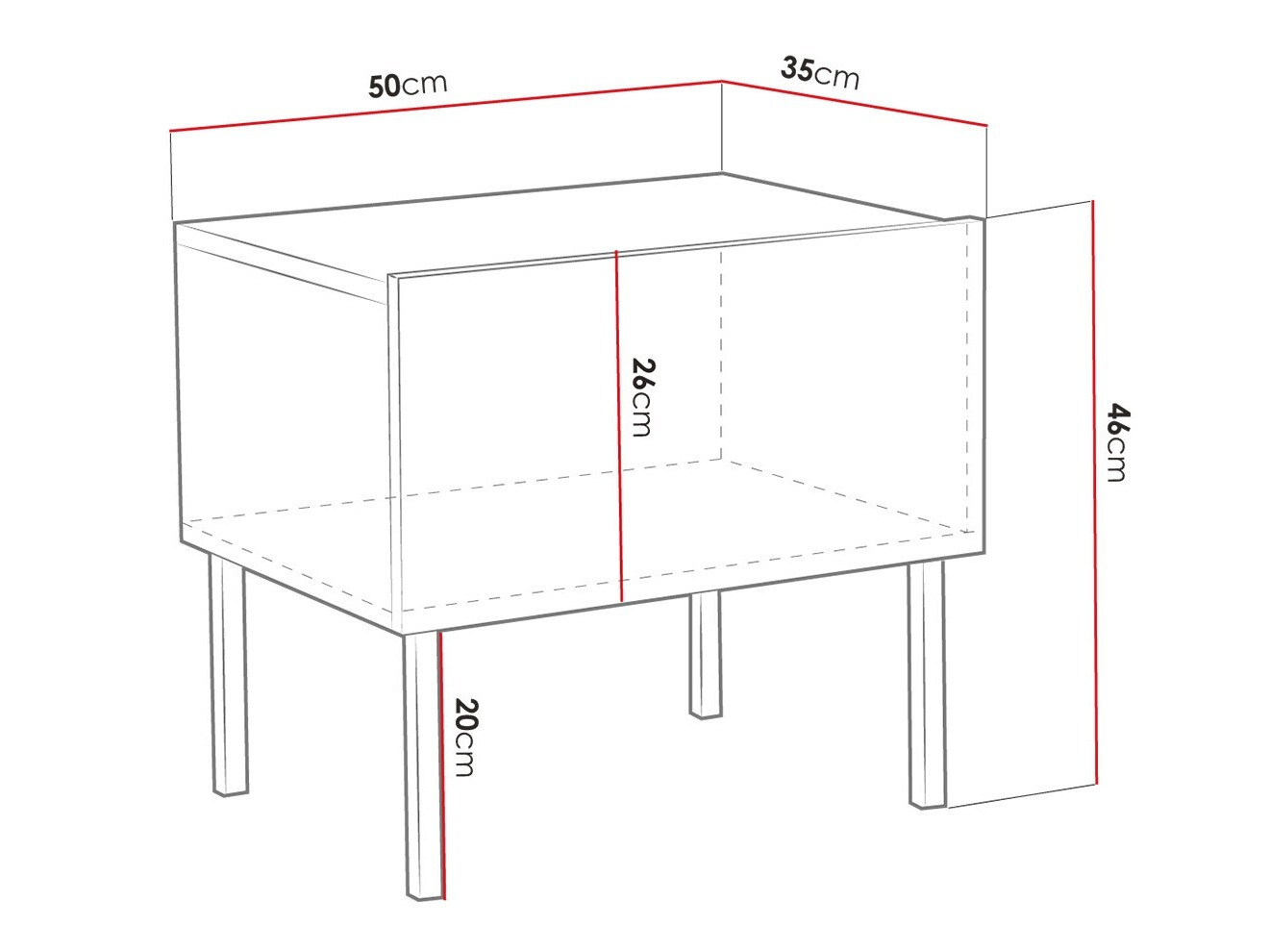 Bedside table Natar (White + Glossy white)