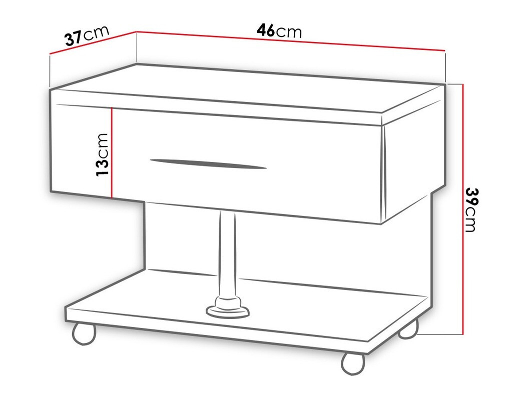Κομοδίνο Campus (Άσπρο + Γυαλιστερό λευκό)