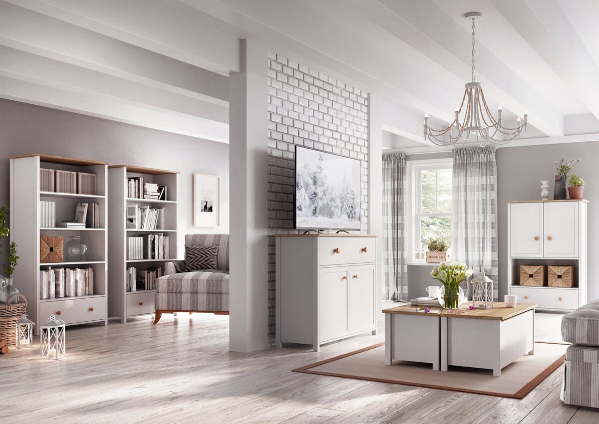 Bookcase Romelbo 142 (White + Oak)