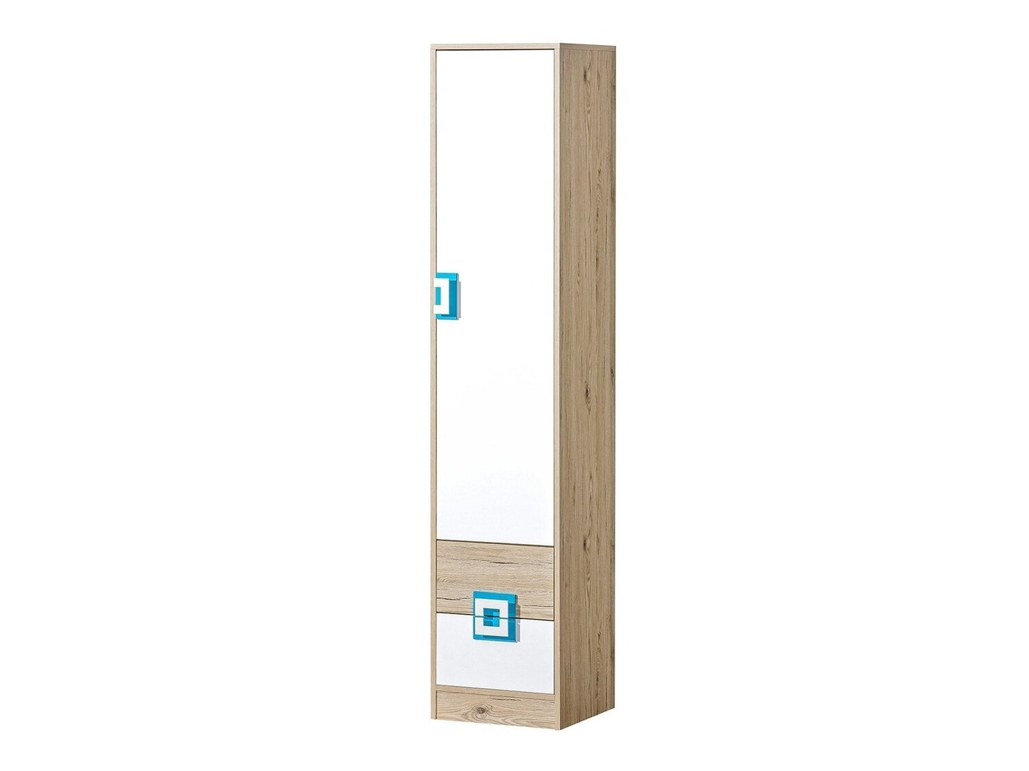 Bookcase Tolfere 104 (Light oak + White + Turquoise)