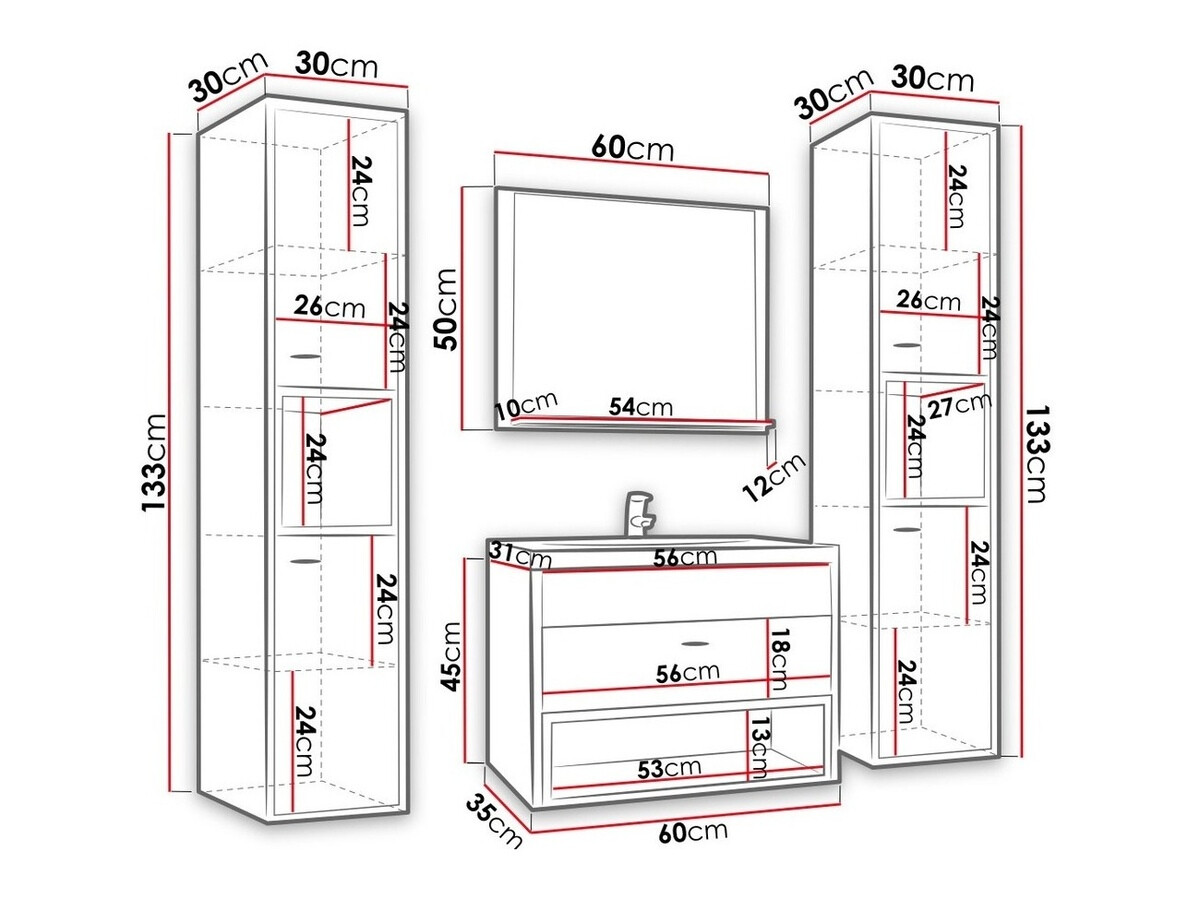 Σετ μπάνιου Velum II (Άσπρο + Artisan βελανιδιά)
