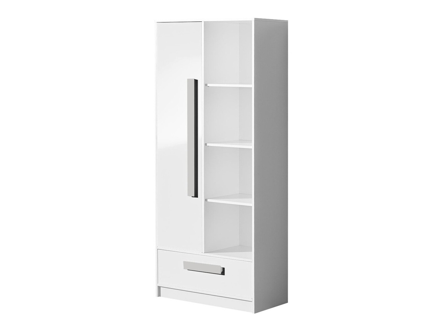 Bookcase Merevari 104 (White + Glossy white + Grey)