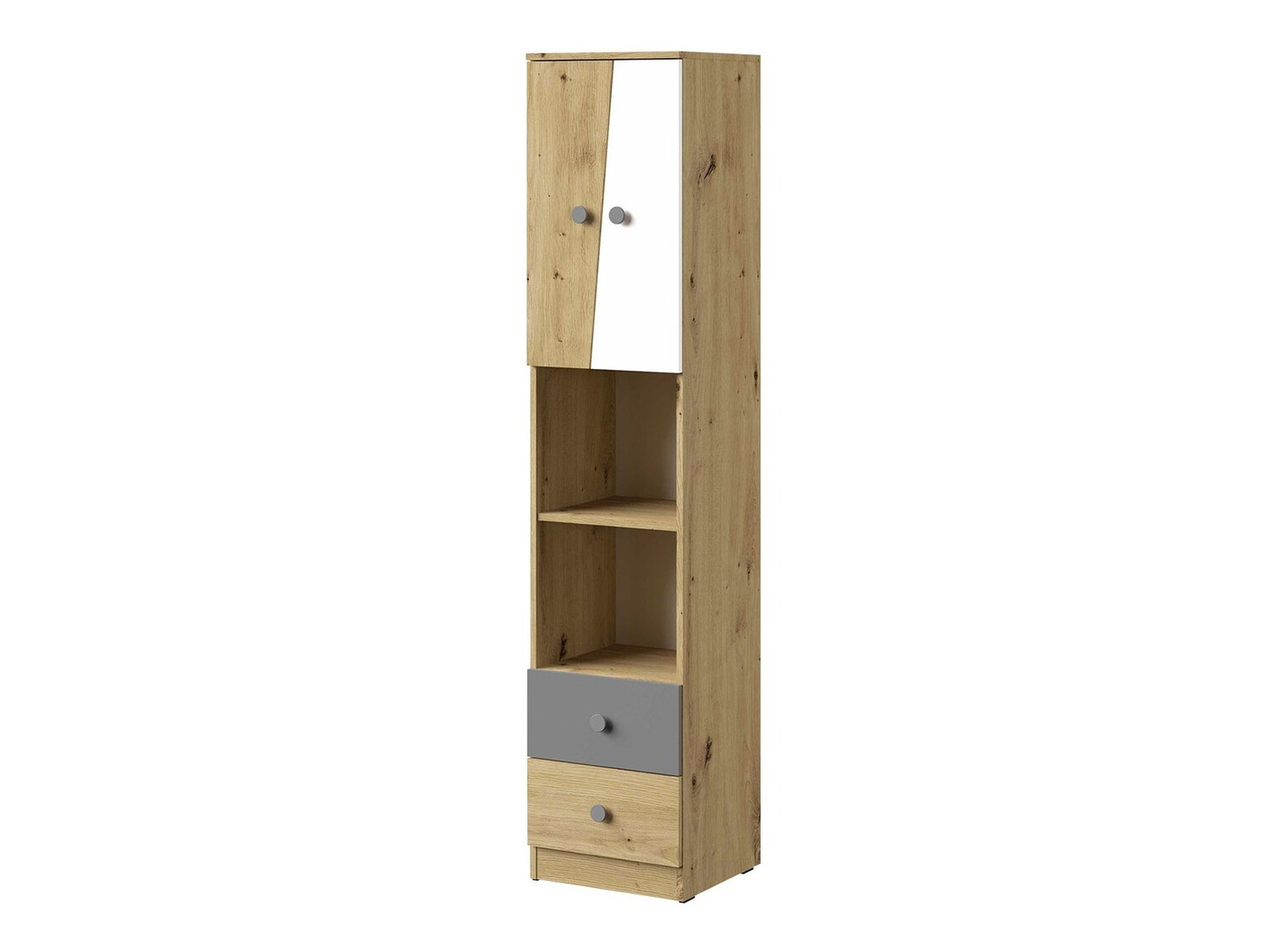Bookcase Almira 104 (Artisan oak + White + Grey)