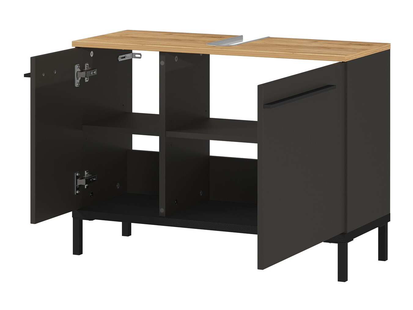 Όρθιο ντουλάπι νιπτήρα μπάνιου Ruvlevu 100 (Γραφίτης + Navarra δρυς)