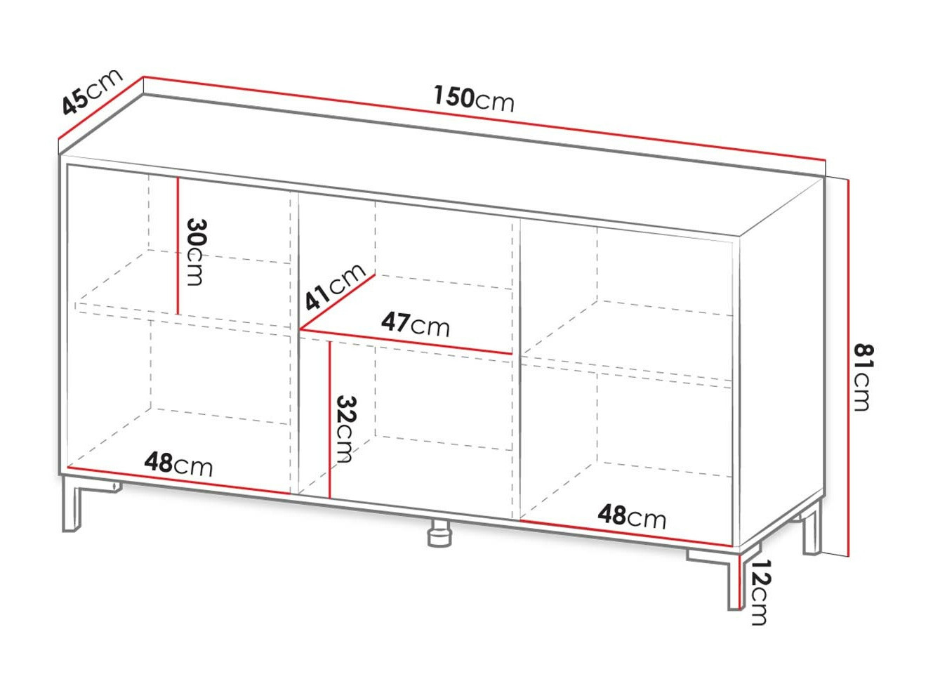 Μπουφέ Charlotte 159 (Άσπρο + Λευκό μάρμαρο)