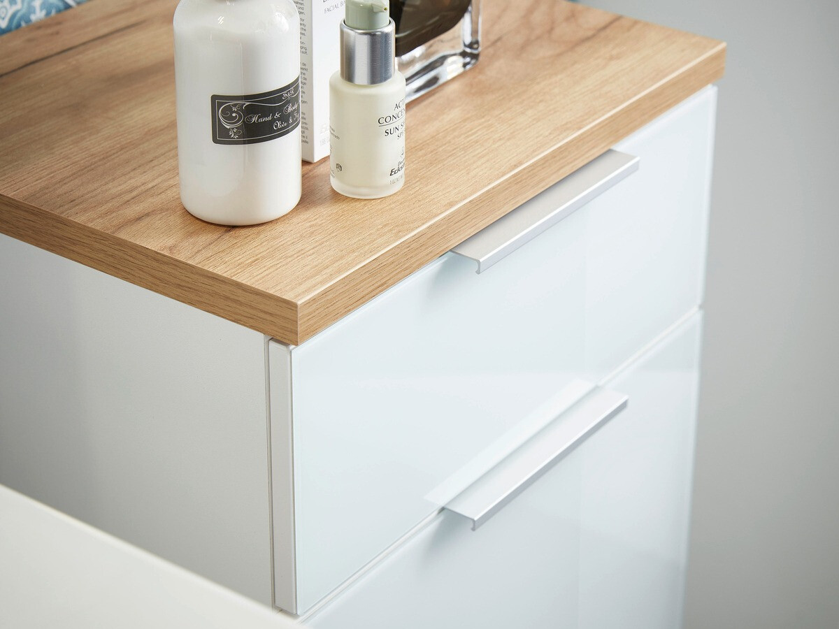 Όρθιο ντουλάπι μπάνιου Levciro 103 (Άσπρο + Navarra δρυς)