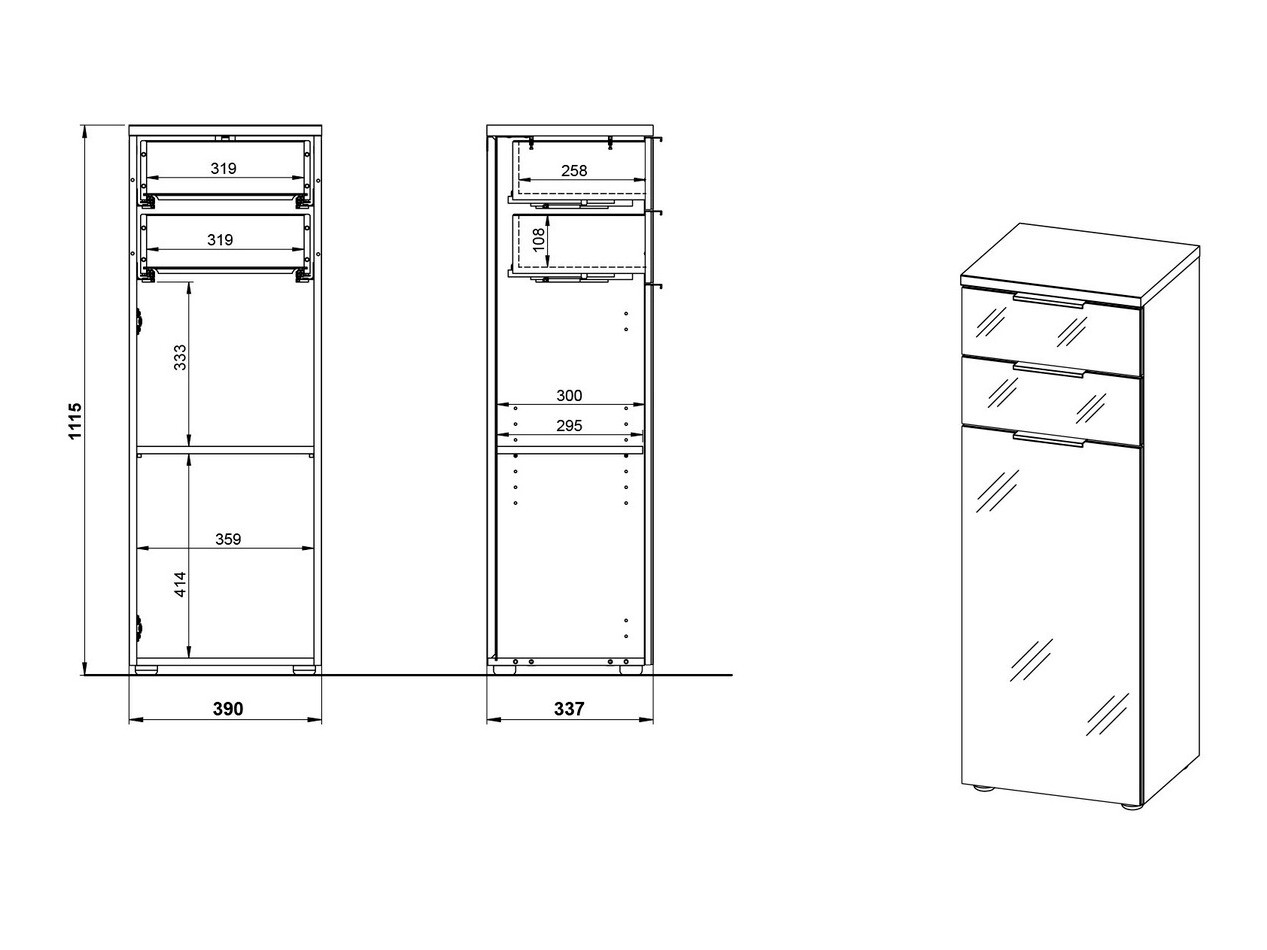 Όρθιο ντουλάπι μπάνιου Levciro 103 (Άσπρο + Navarra δρυς)