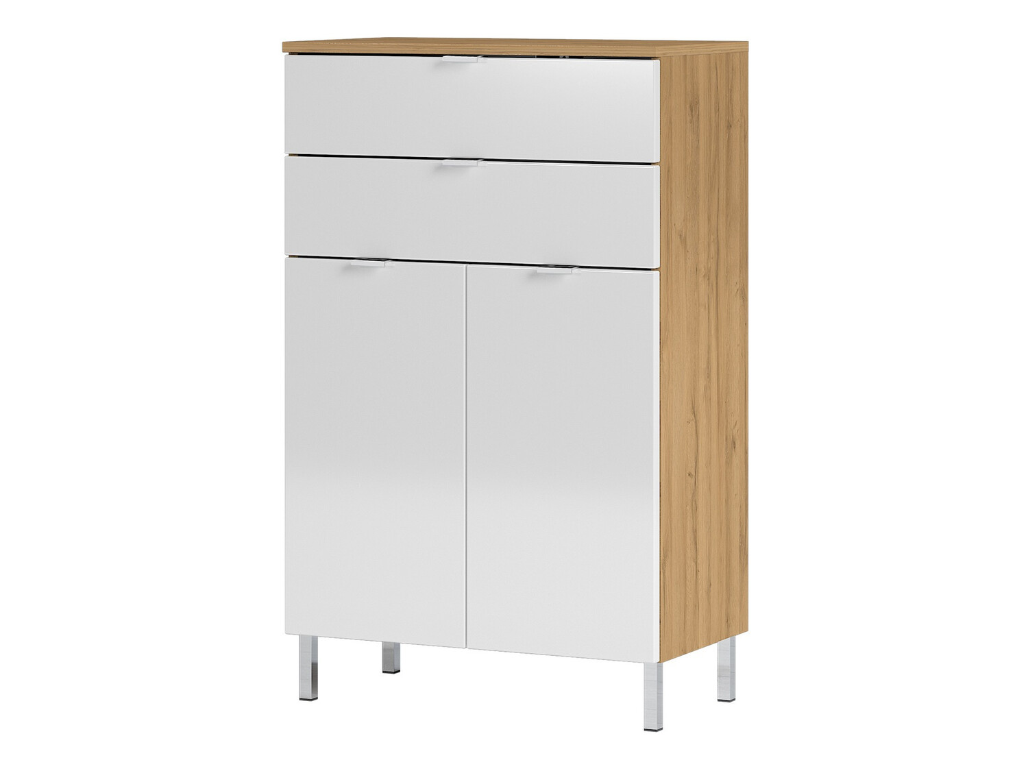 Όρθιο ντουλάπι μπάνιου Lomcamo 102 (Γυαλιστερό λευκό + Grandson δρυς)