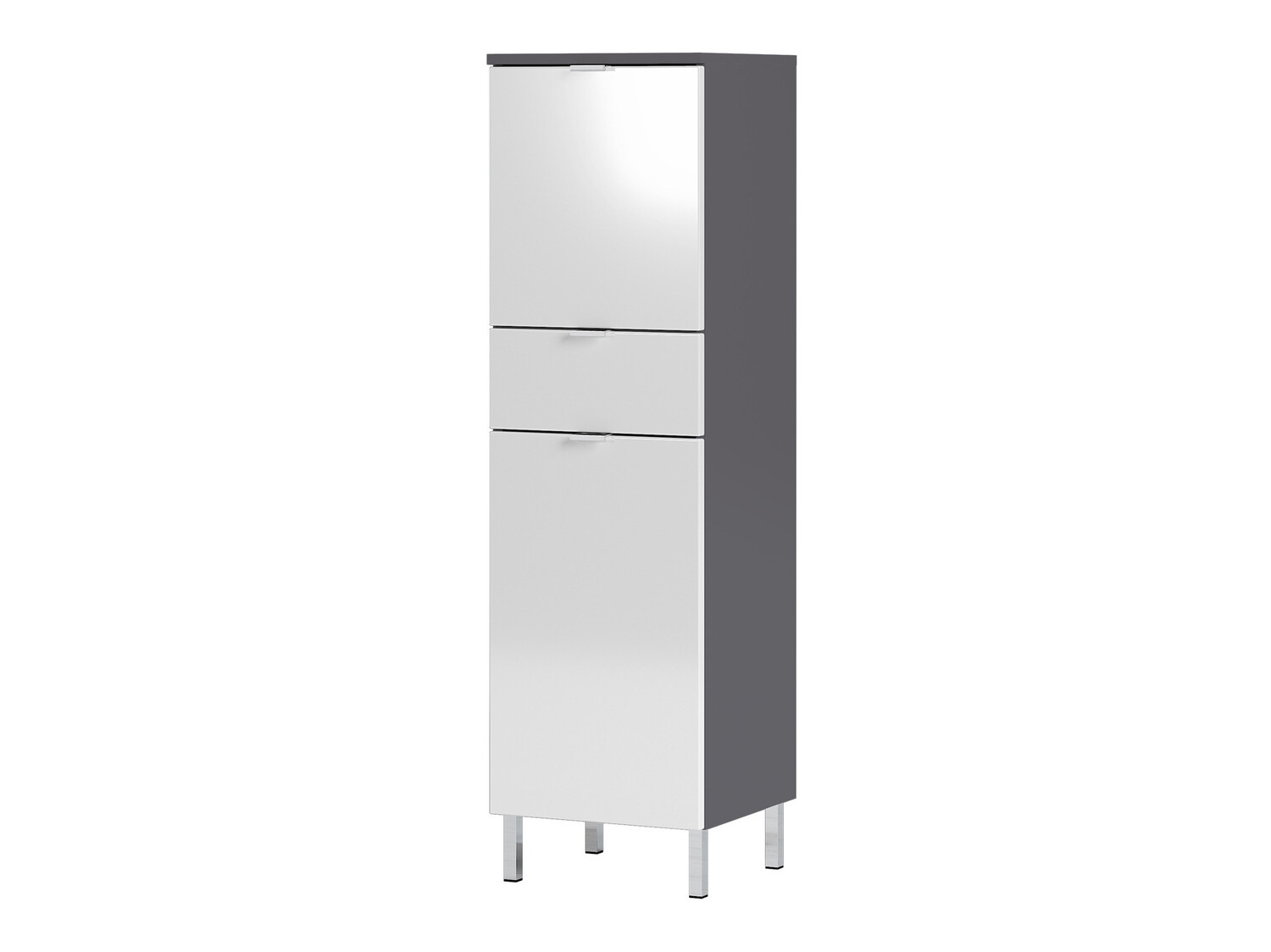 Όρθιο ντουλάπι μπάνιου Lomcamo 103 (Γυαλιστερό λευκό + Γραφίτης)