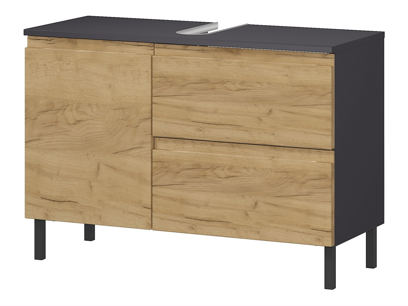 Όρθιο ντουλάπι νιπτήρα μπάνιου Talmira 102 (Γραφίτης + Grandson δρυς)