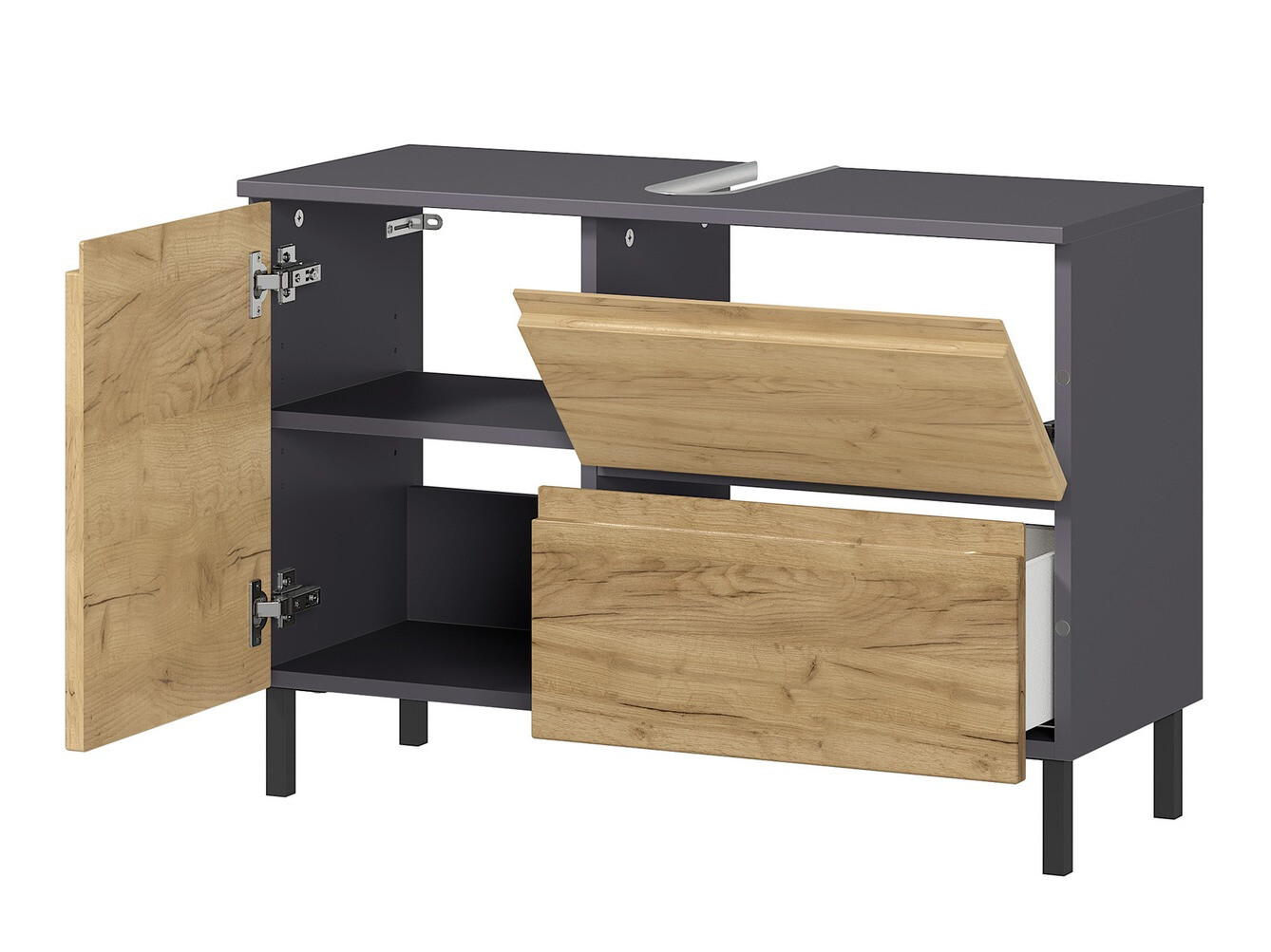 Όρθιο ντουλάπι νιπτήρα μπάνιου Talmira 102 (Γραφίτης + Grandson δρυς)