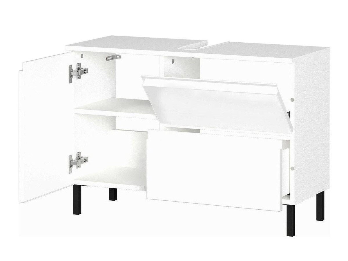 Όρθιο ντουλάπι νιπτήρα μπάνιου Talmira 102 (Γυαλιστερό λευκό + Άσπρο)