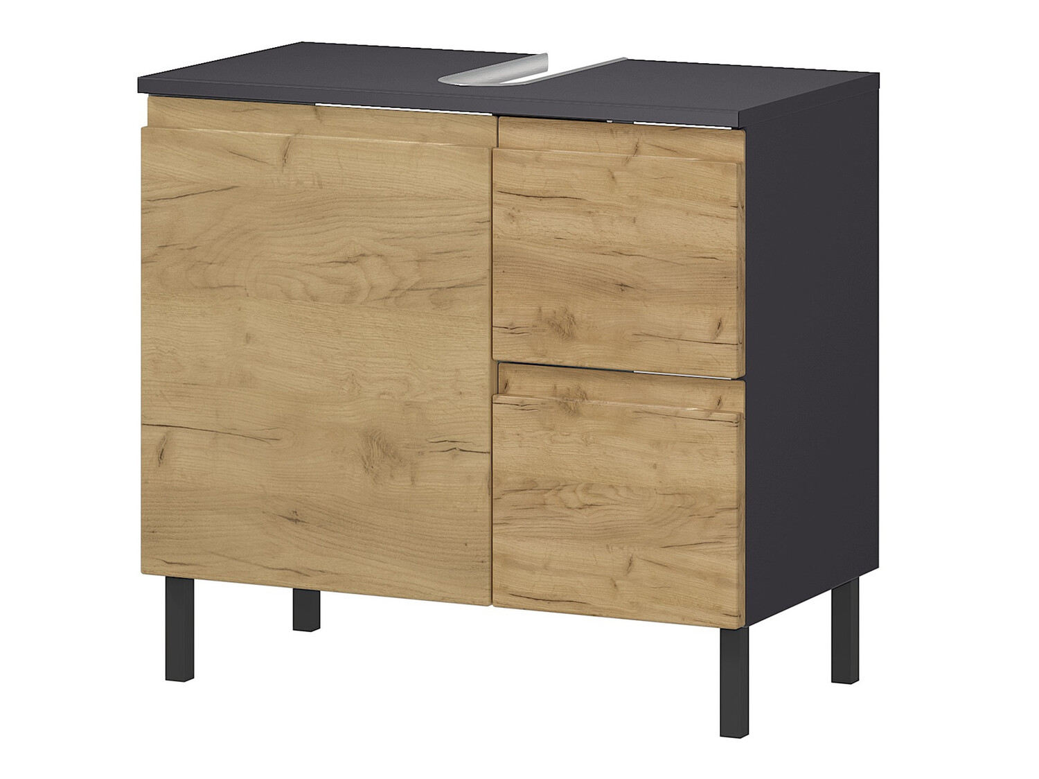 Όρθιο ντουλάπι νιπτήρα μπάνιου Talmira 103 (Γραφίτης + Grandson δρυς)