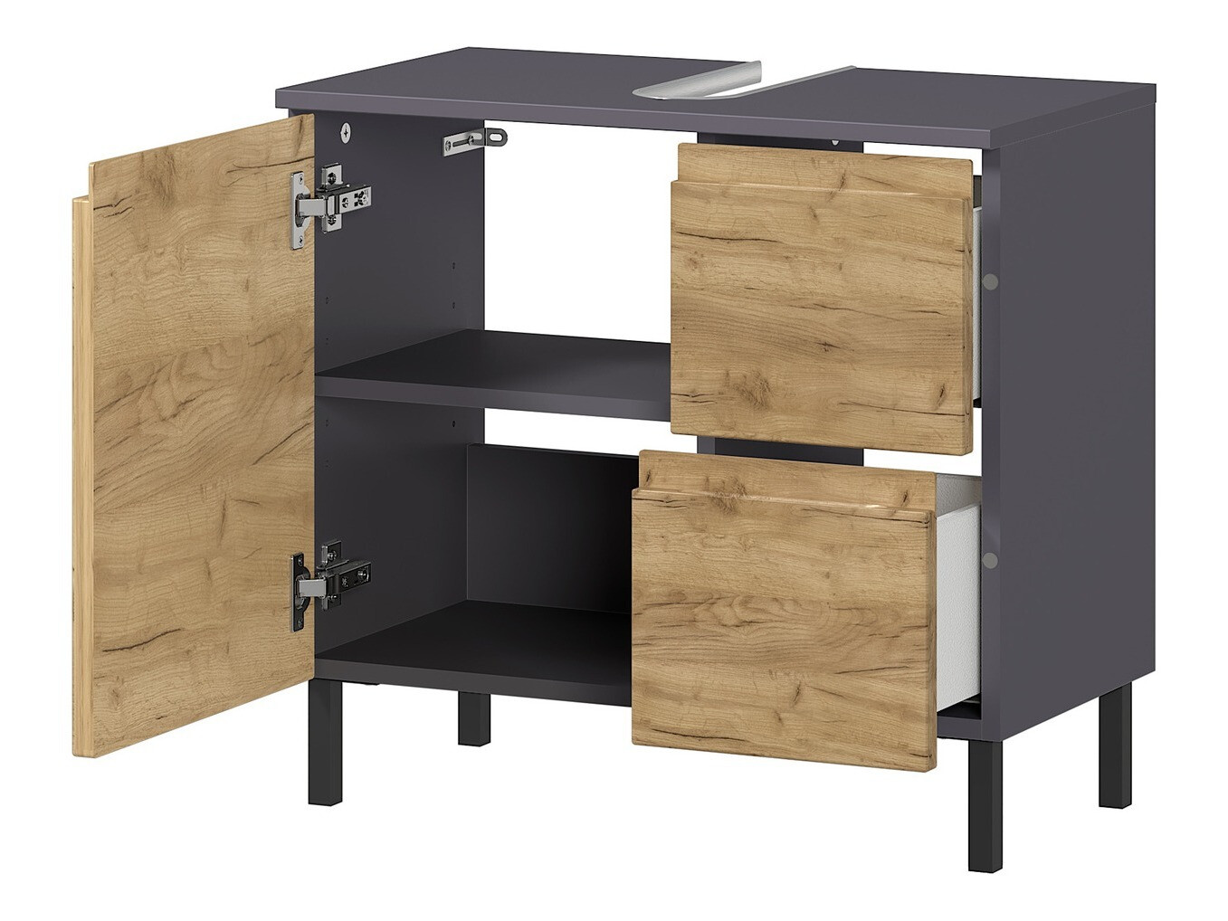 Όρθιο ντουλάπι νιπτήρα μπάνιου Talmira 103 (Γραφίτης + Grandson δρυς)