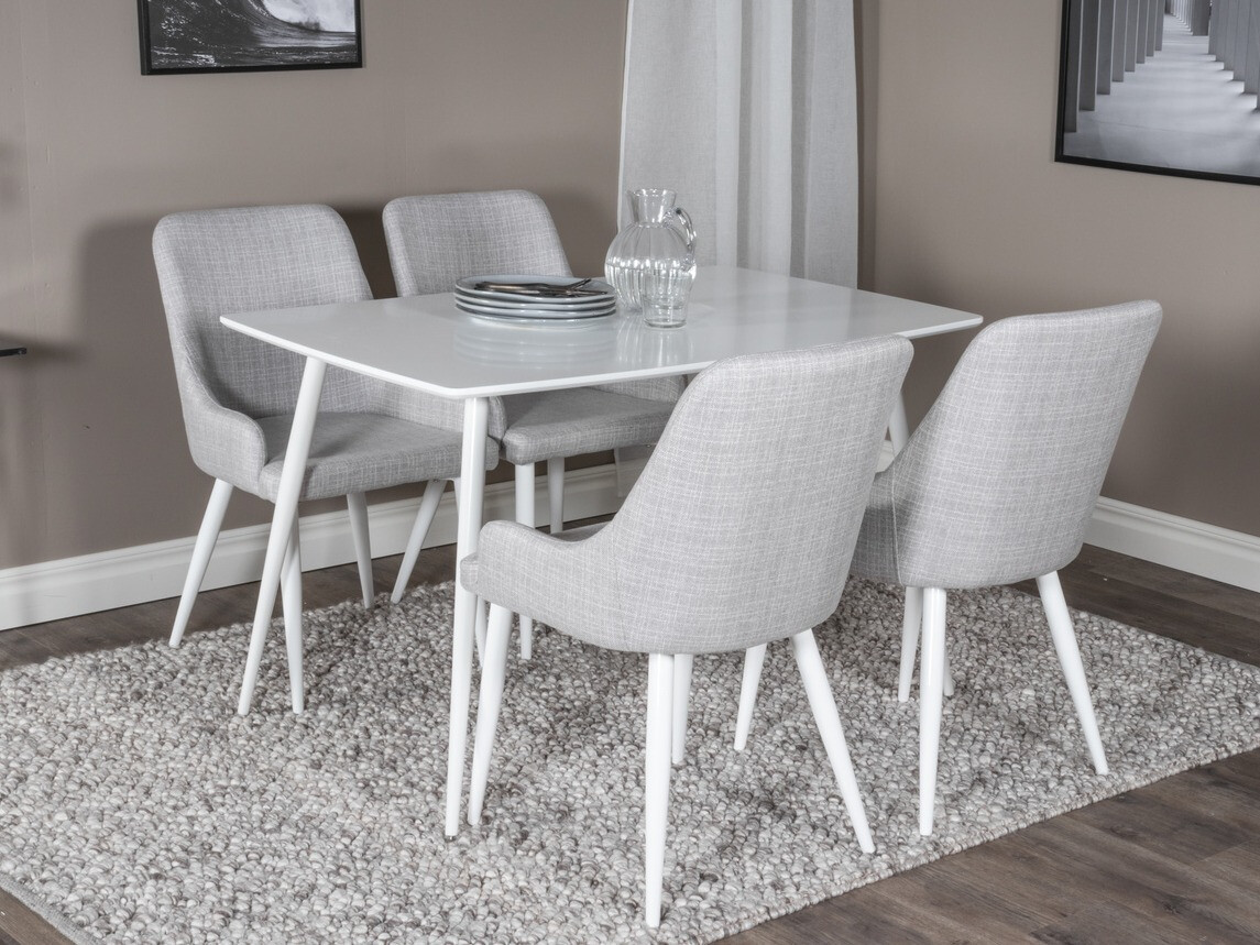 Σετ τραπεζαρίας Dallas 1895 (Άσπρο + Ανοιχτό γκρι)