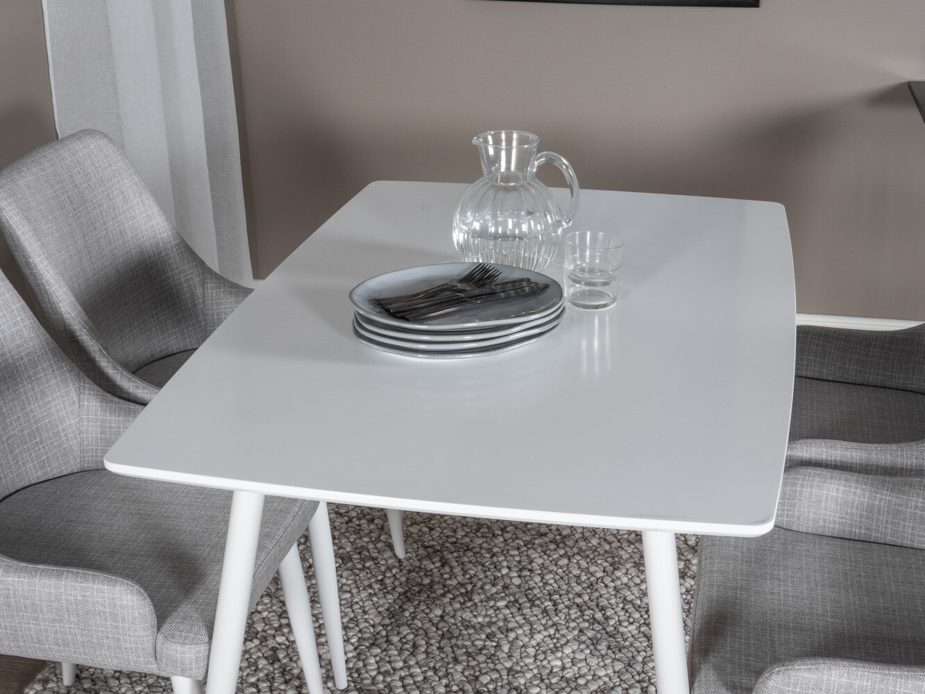 Σετ τραπεζαρίας Dallas 1895 (Άσπρο + Ανοιχτό γκρι)