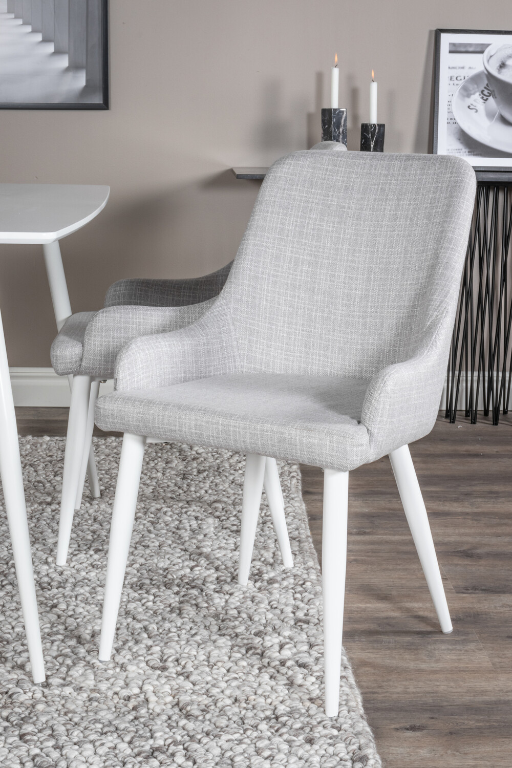 Σετ τραπεζαρίας Dallas 1895 (Άσπρο + Ανοιχτό γκρι)