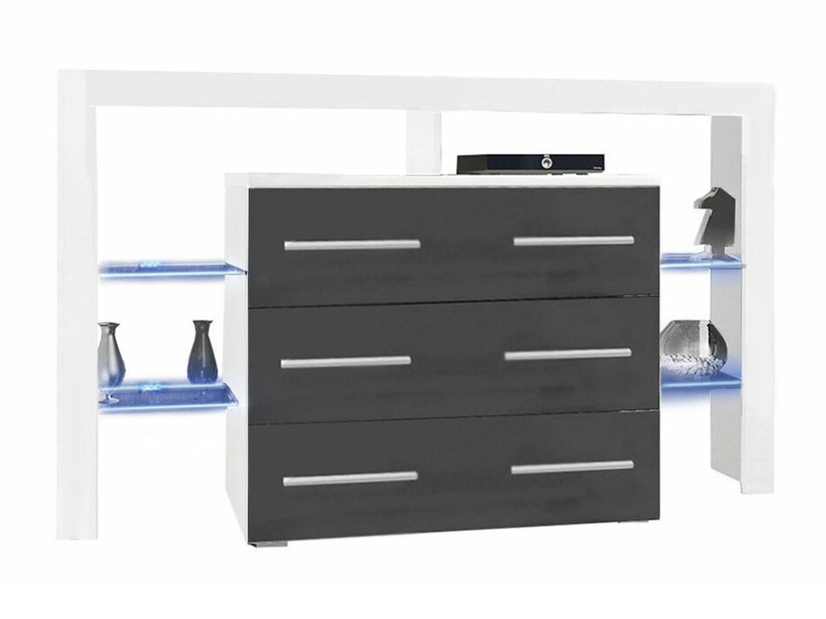 Συρταριέρα Nashville 108 (Άσπρο + Γυαλιστερό Γκρι)