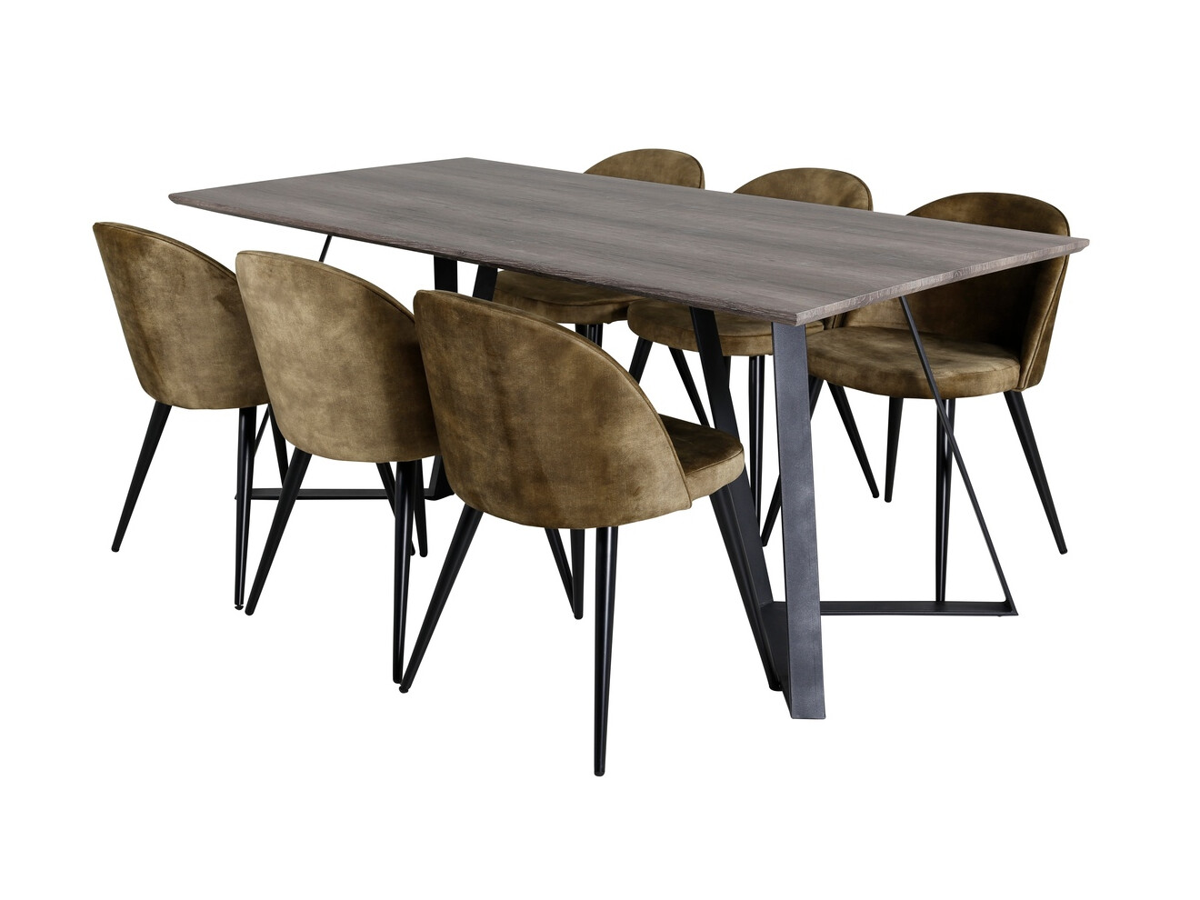 Σετ τραπεζαρίας Dallas 340 (Σκονισμένο πράσινο + Μαύρο)