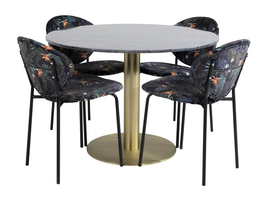 Dining set Dallas 1209 (Floral pattern + Black)