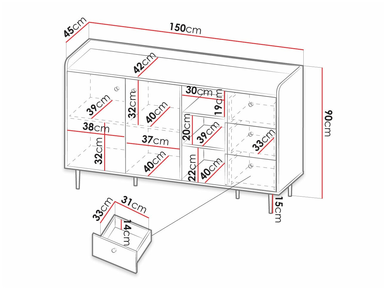 Chest of drawers Ferenou 100