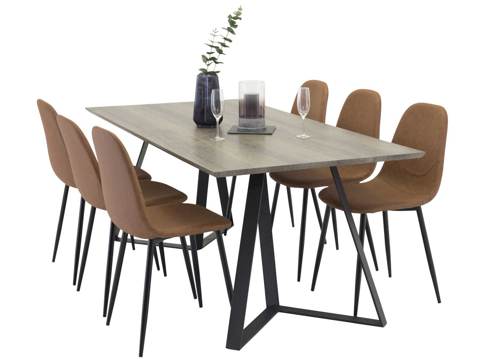 Σετ τραπεζαρίας Dallas 1353 (Καφέ + Μαύρο)