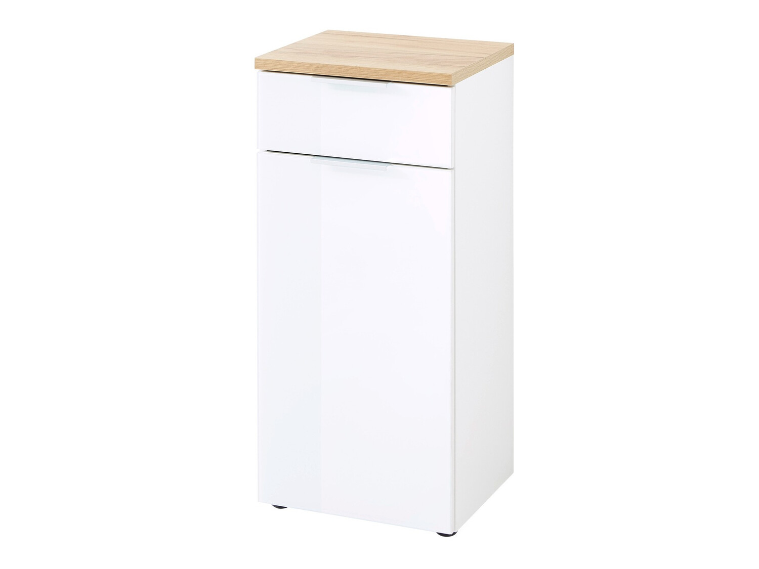 Όρθιο ντουλάπι μπάνιου Levciro 101 (Γυαλιστερό λευκό + Navarra δρυς)