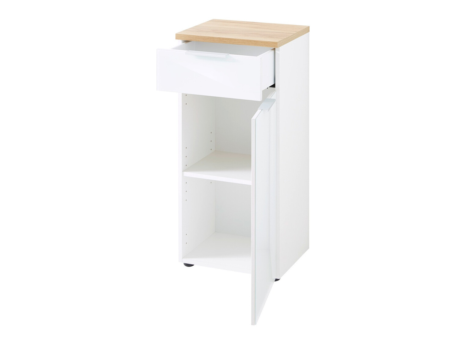 Όρθιο ντουλάπι μπάνιου Levciro 101 (Γυαλιστερό λευκό + Navarra δρυς)