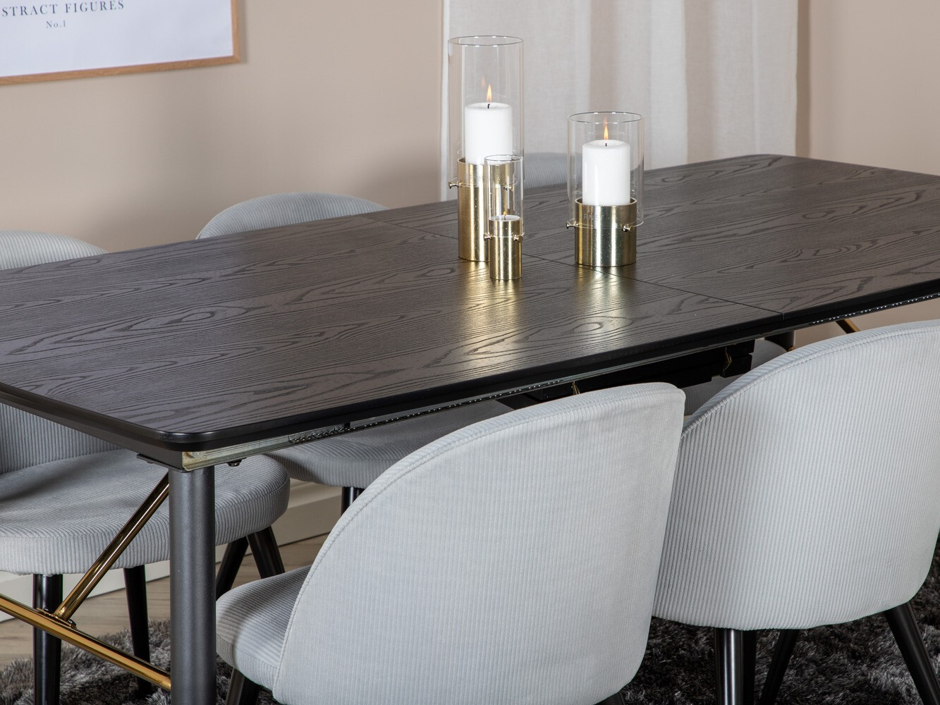 Dining set Dallas 1447 (Light grey + Black)