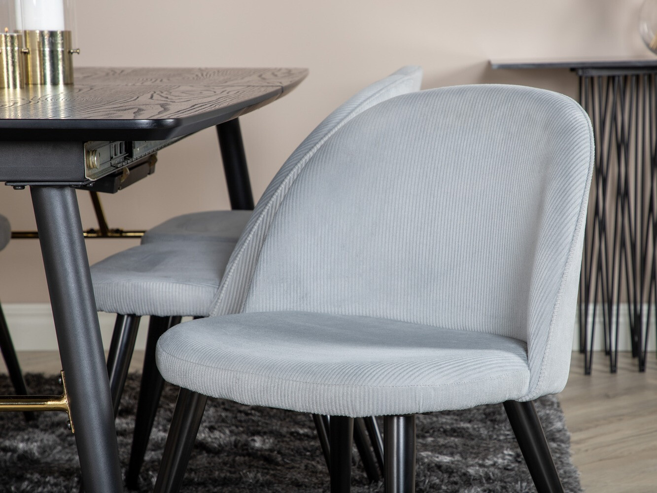 Dining set Dallas 1447 (Light grey + Black)