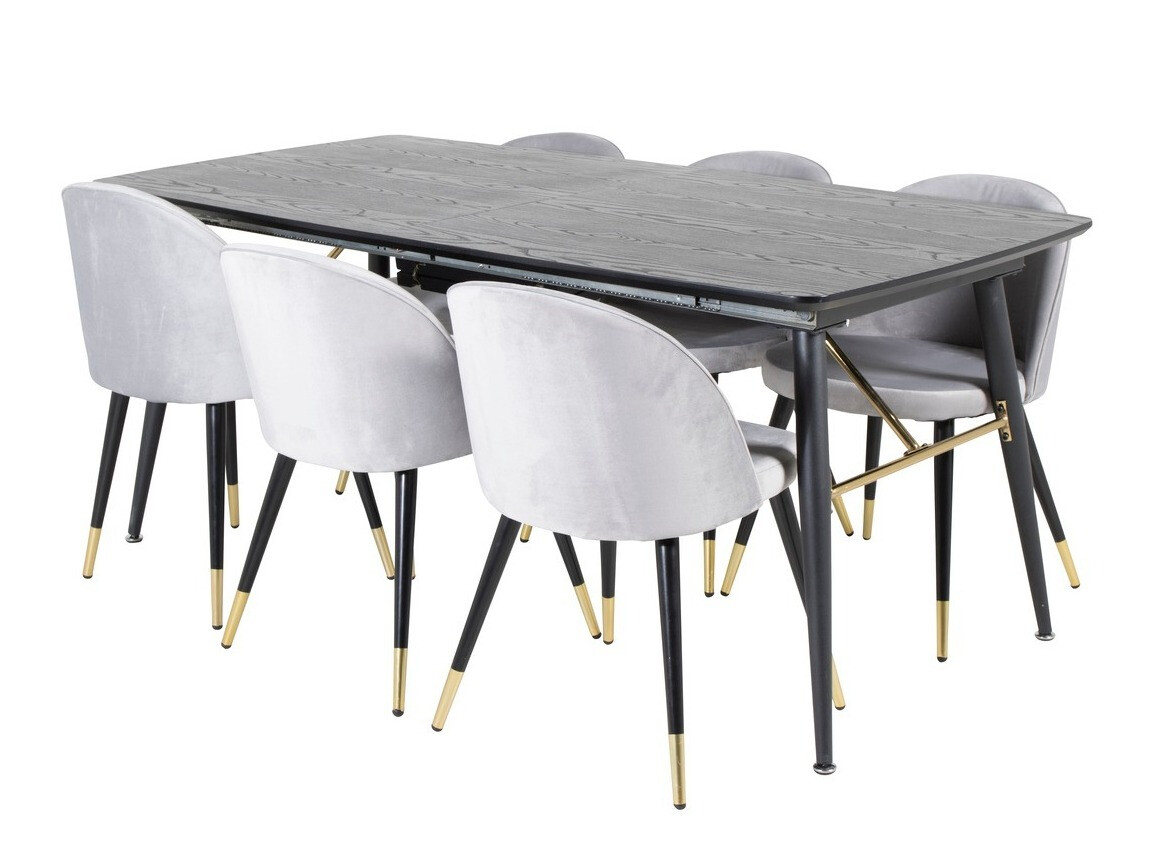 Dining set Dallas 1451 (Light grey + Black)