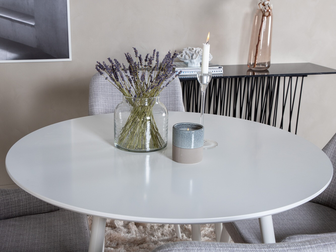 Dining set Dallas 1533 (Light grey + White)