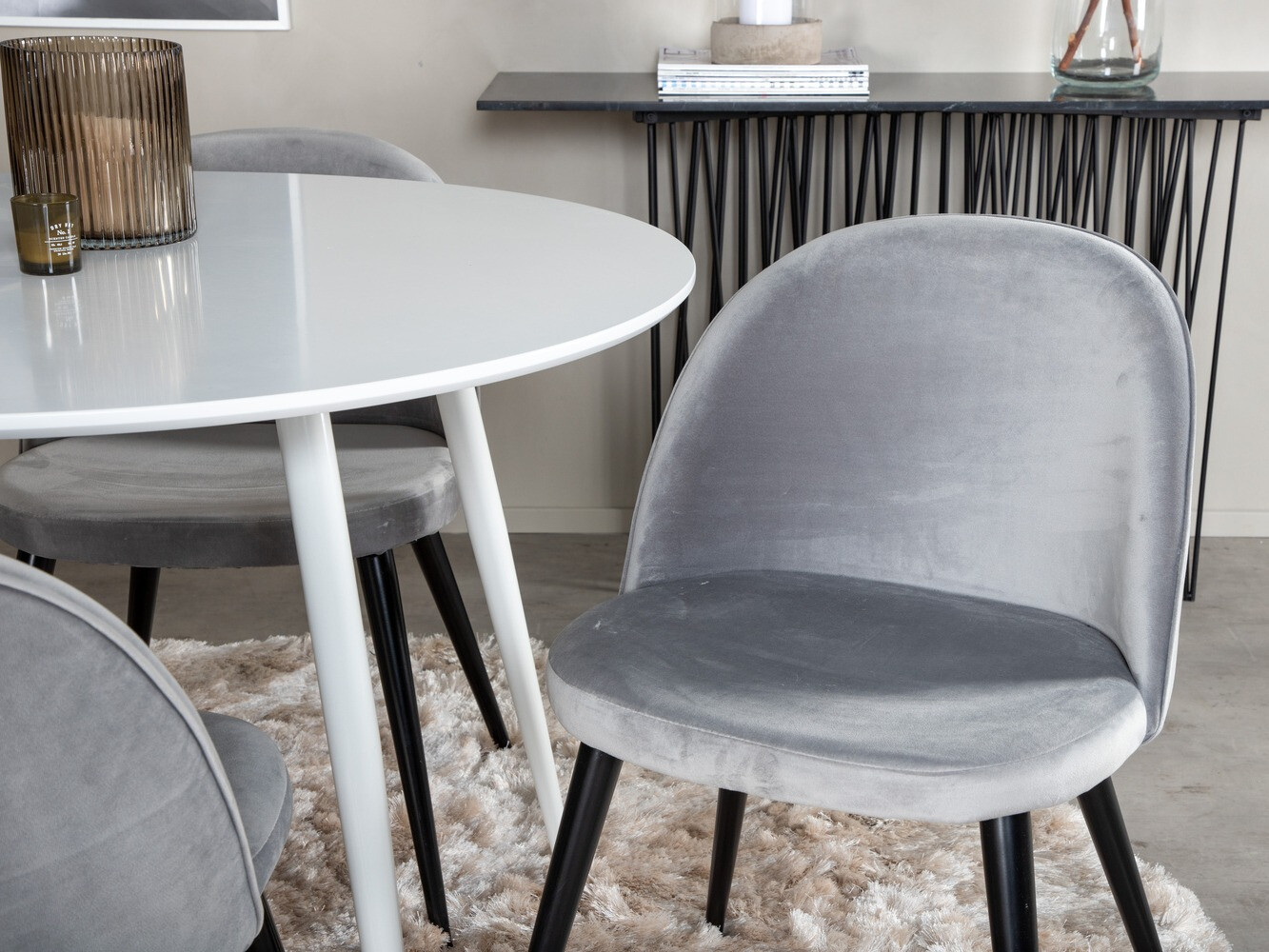 Dining set Dallas 1536 (Light grey + Black)
