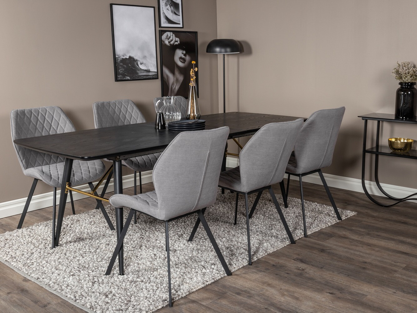 Dining set Dallas 1647 (Grey + Black)