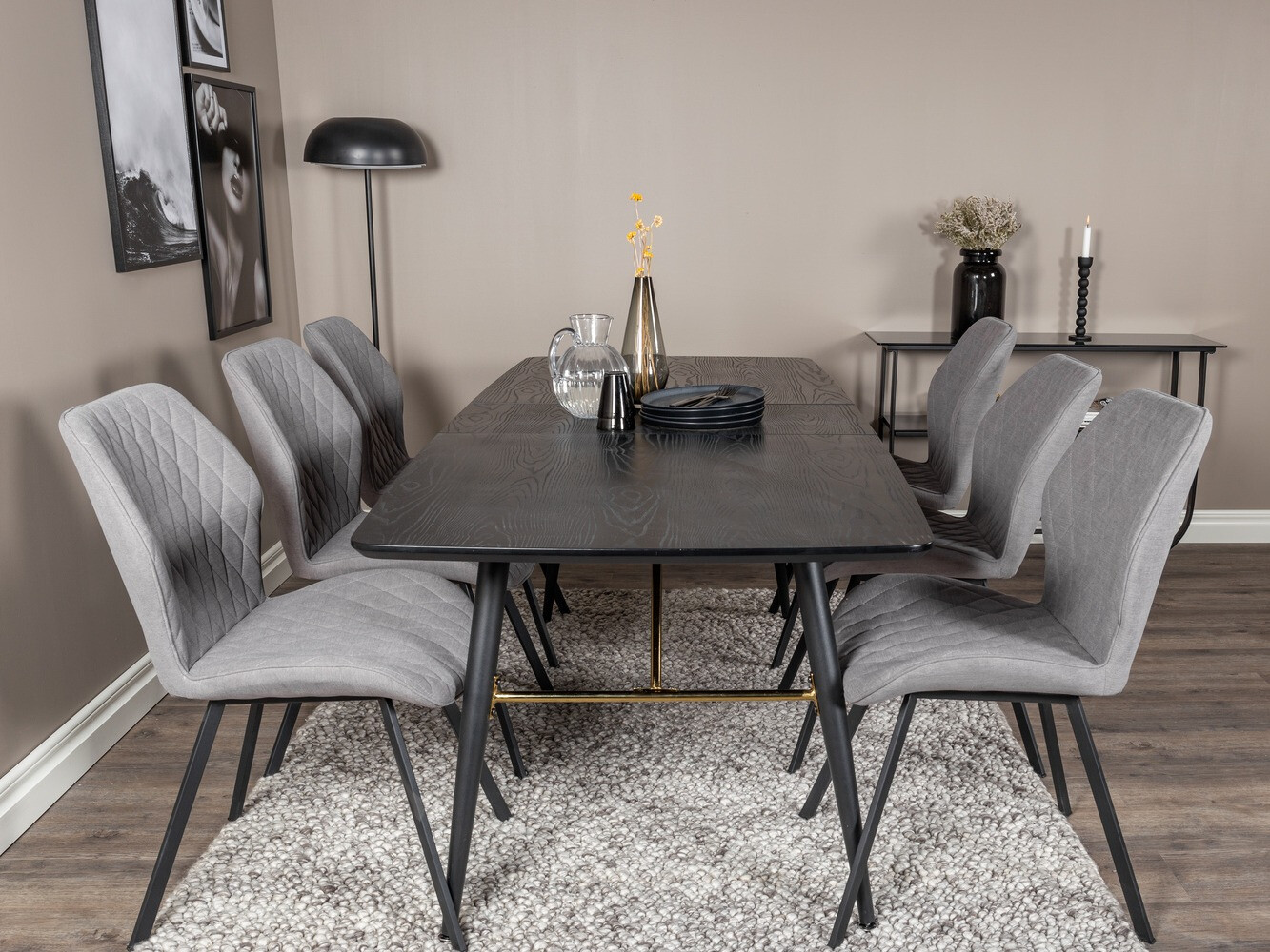 Dining set Dallas 1647 (Grey + Black)